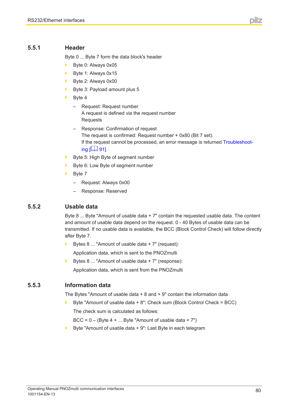 1 header, 2 usable data, 3 information data | Header, Usable data, Information data | Pilz PNOZ mm0p 24VDC User Manual | Page 80 / 176