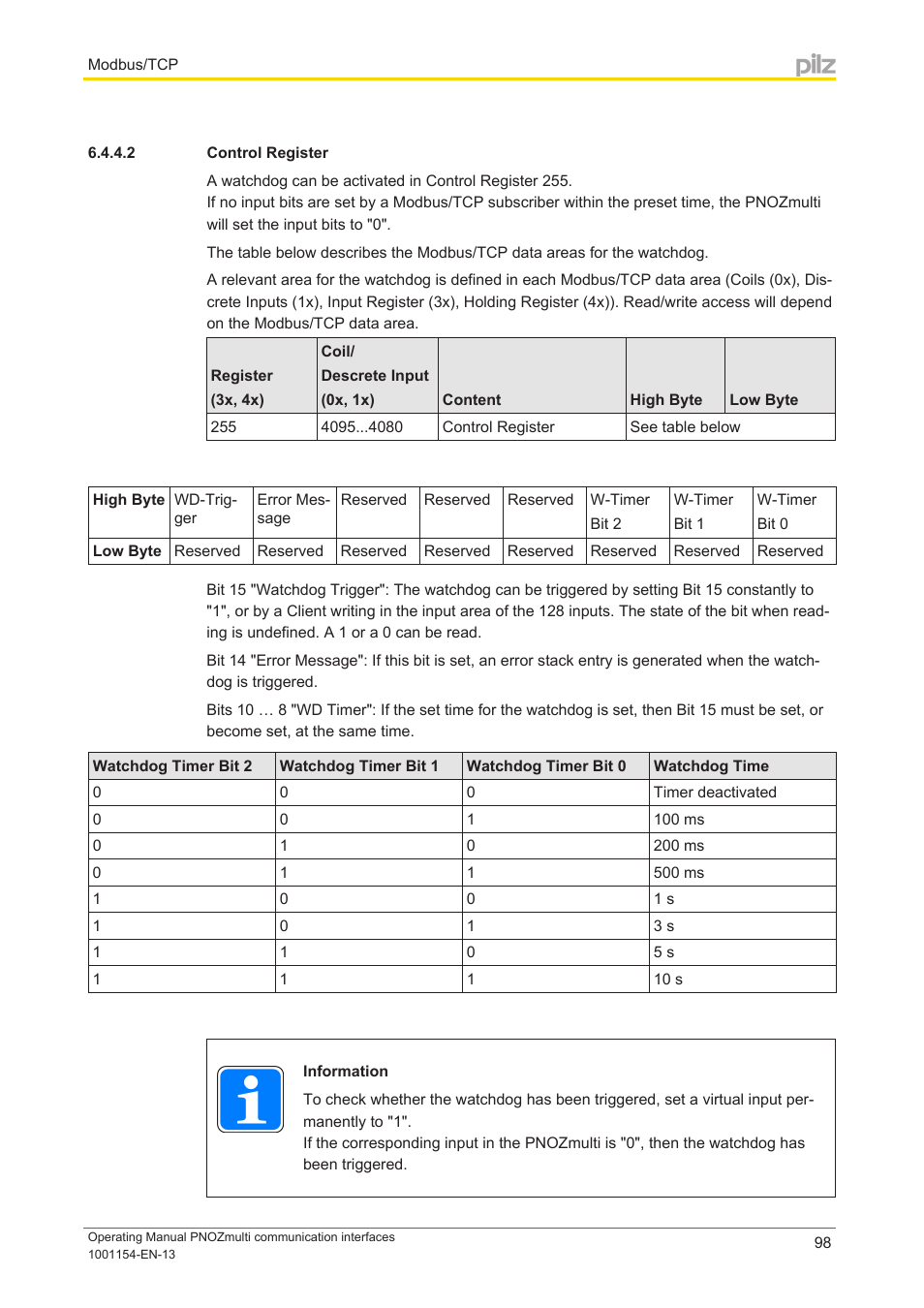 2 control register | Pilz PNOZ mm0p 24VDC User Manual | Page 98 / 176