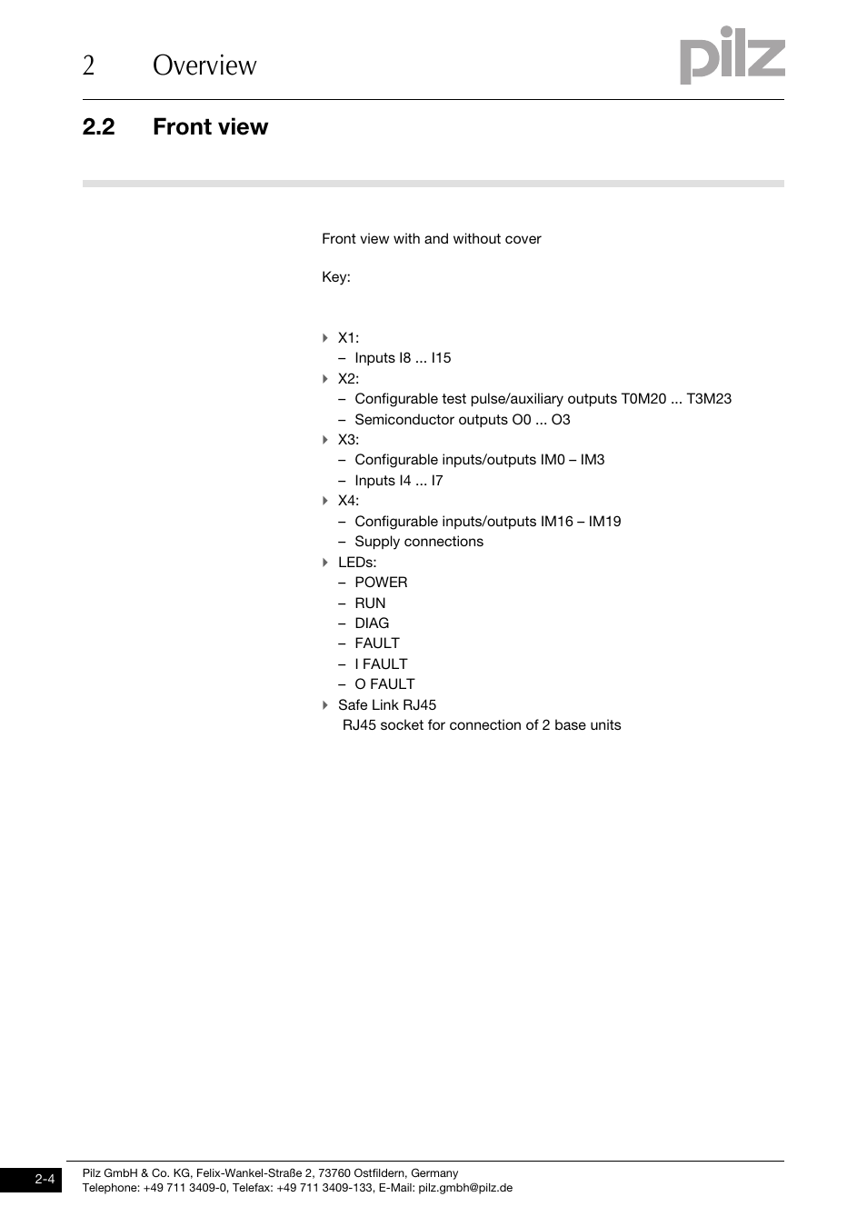 2overview, 2 front view | Pilz PNOZ mm0.2p User Manual | Page 12 / 51