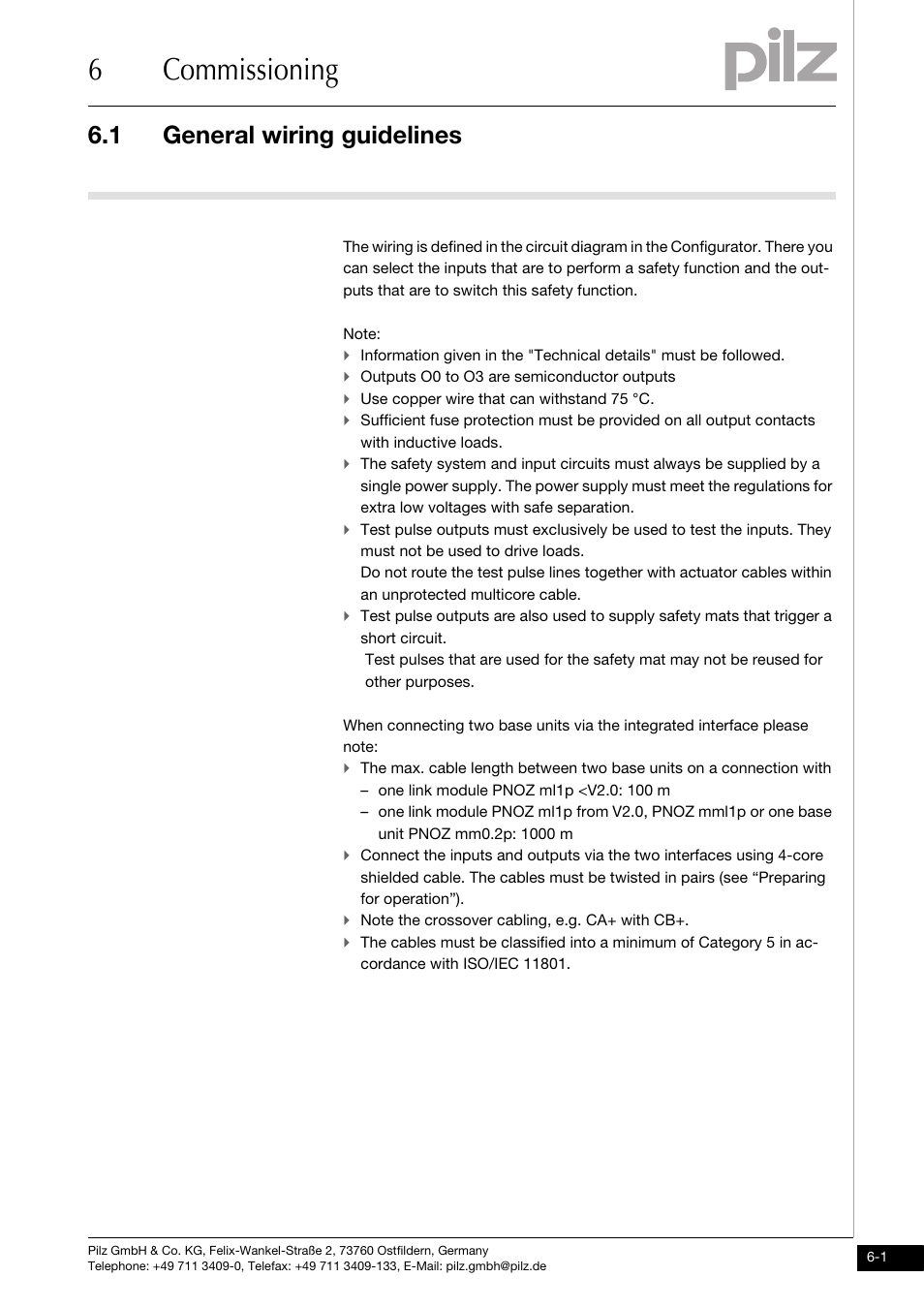 6 commissioning, General wiring guidelines, 6commissioning | 1 general wiring guidelines | Pilz PNOZ mm0.2p User Manual | Page 25 / 51