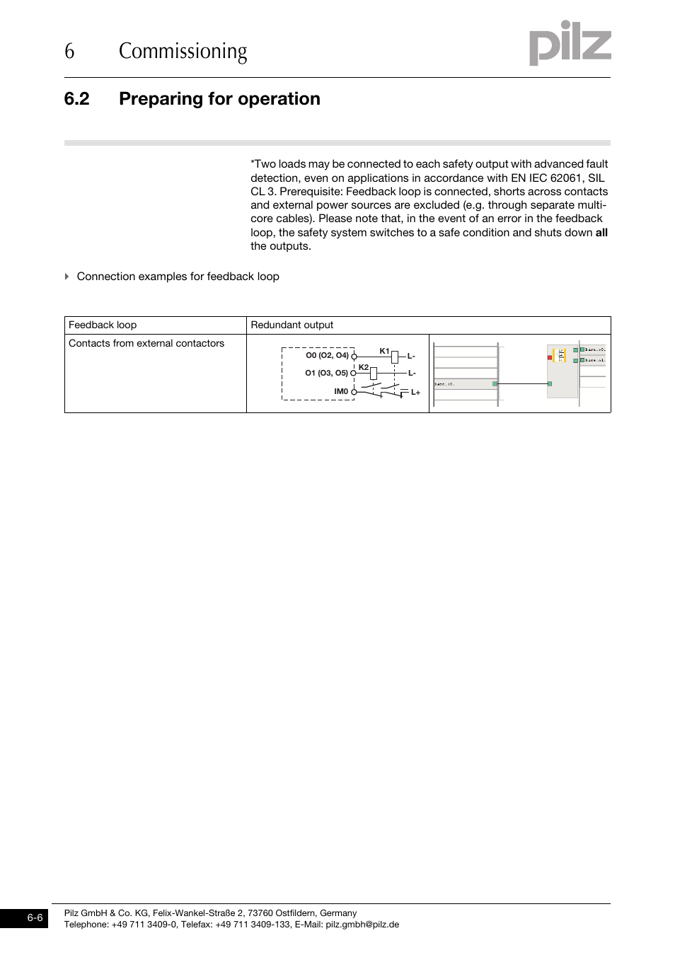 6commissioning, 2 preparing for operation | Pilz PNOZ mm0.2p User Manual | Page 30 / 51