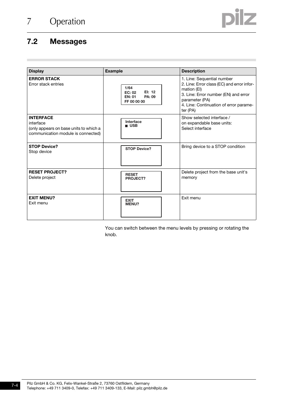 7operation, 2 messages | Pilz PNOZ mm0.2p User Manual | Page 40 / 51