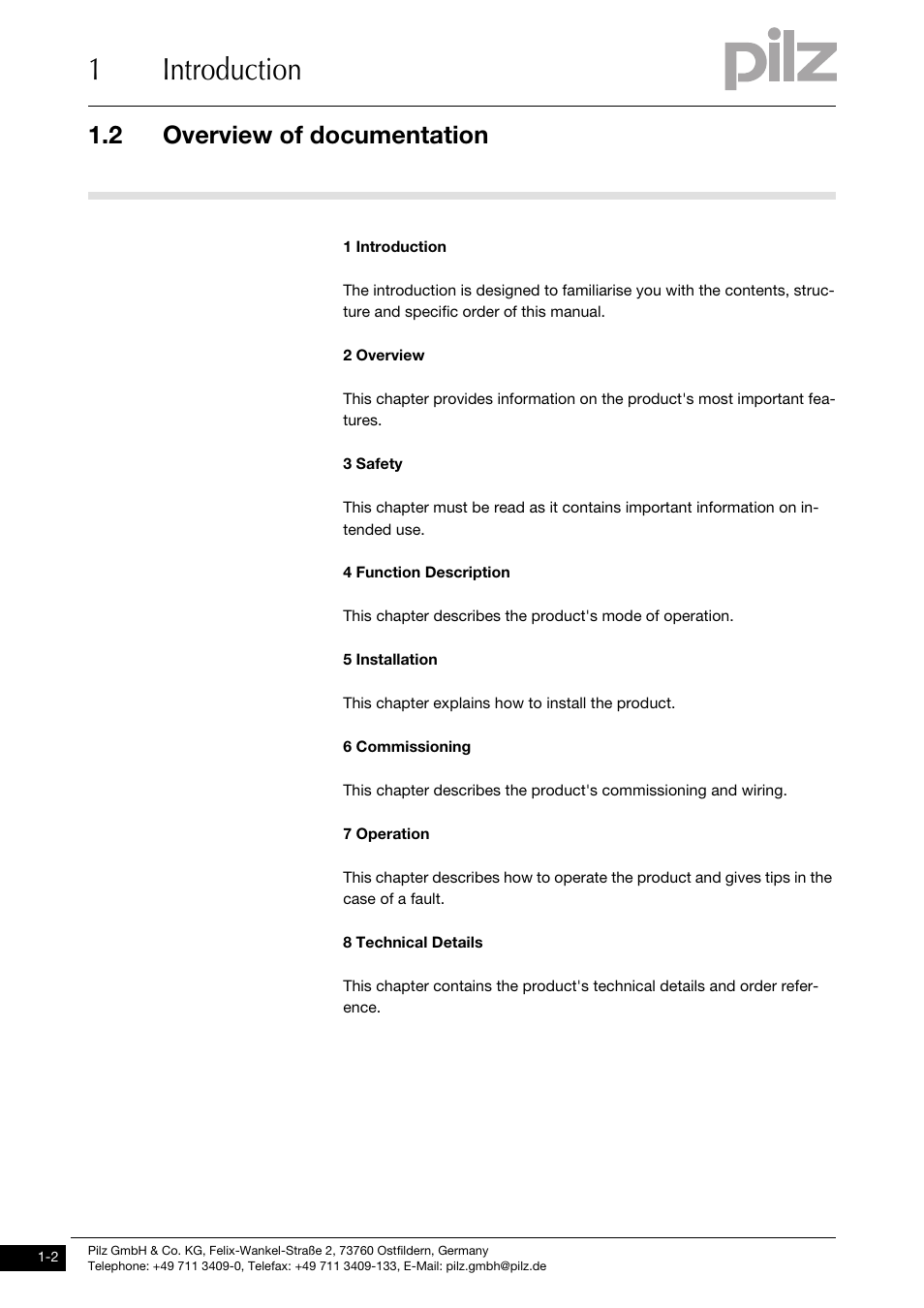 Overview of documentation, 1introduction, 2 overview of documentation | Pilz PNOZ mm0.2p User Manual | Page 6 / 51