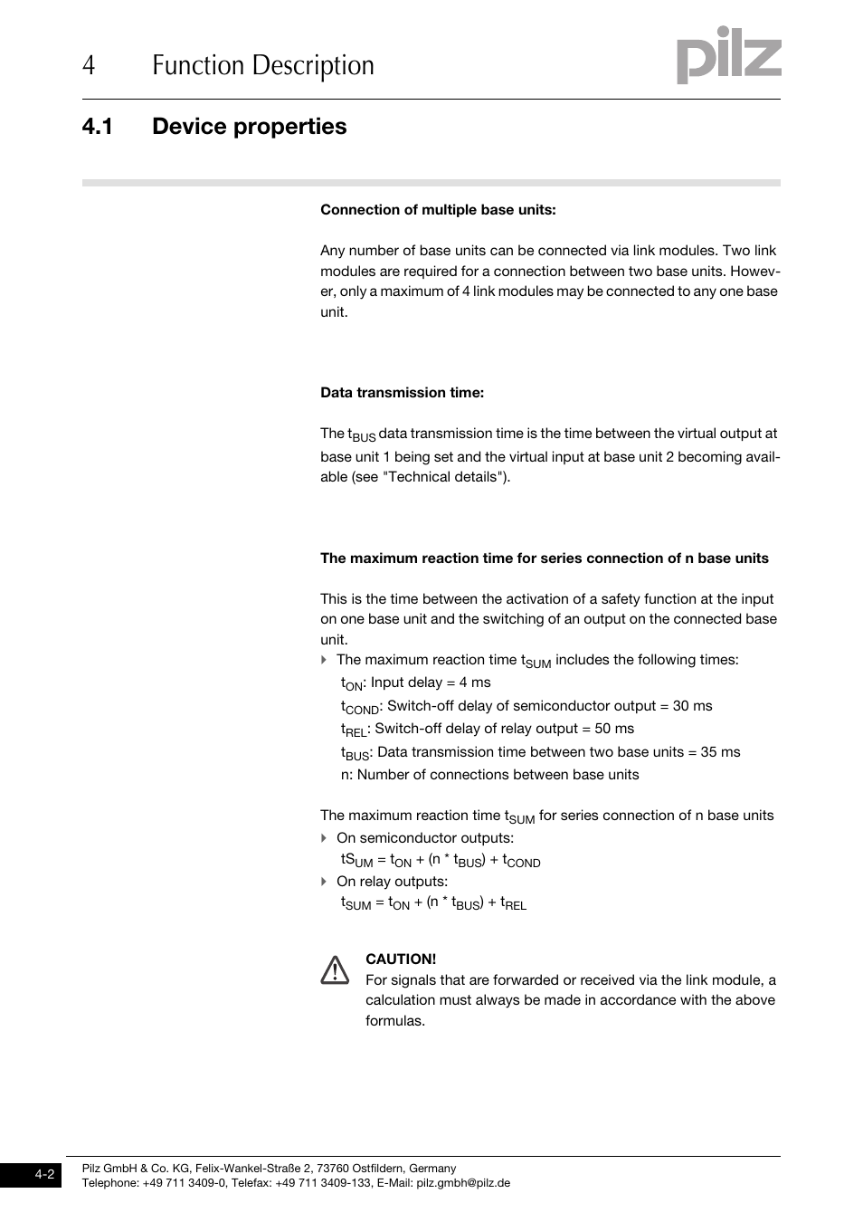 4function description, 1 device properties | Pilz PNOZ mml1p User Manual | Page 16 / 34