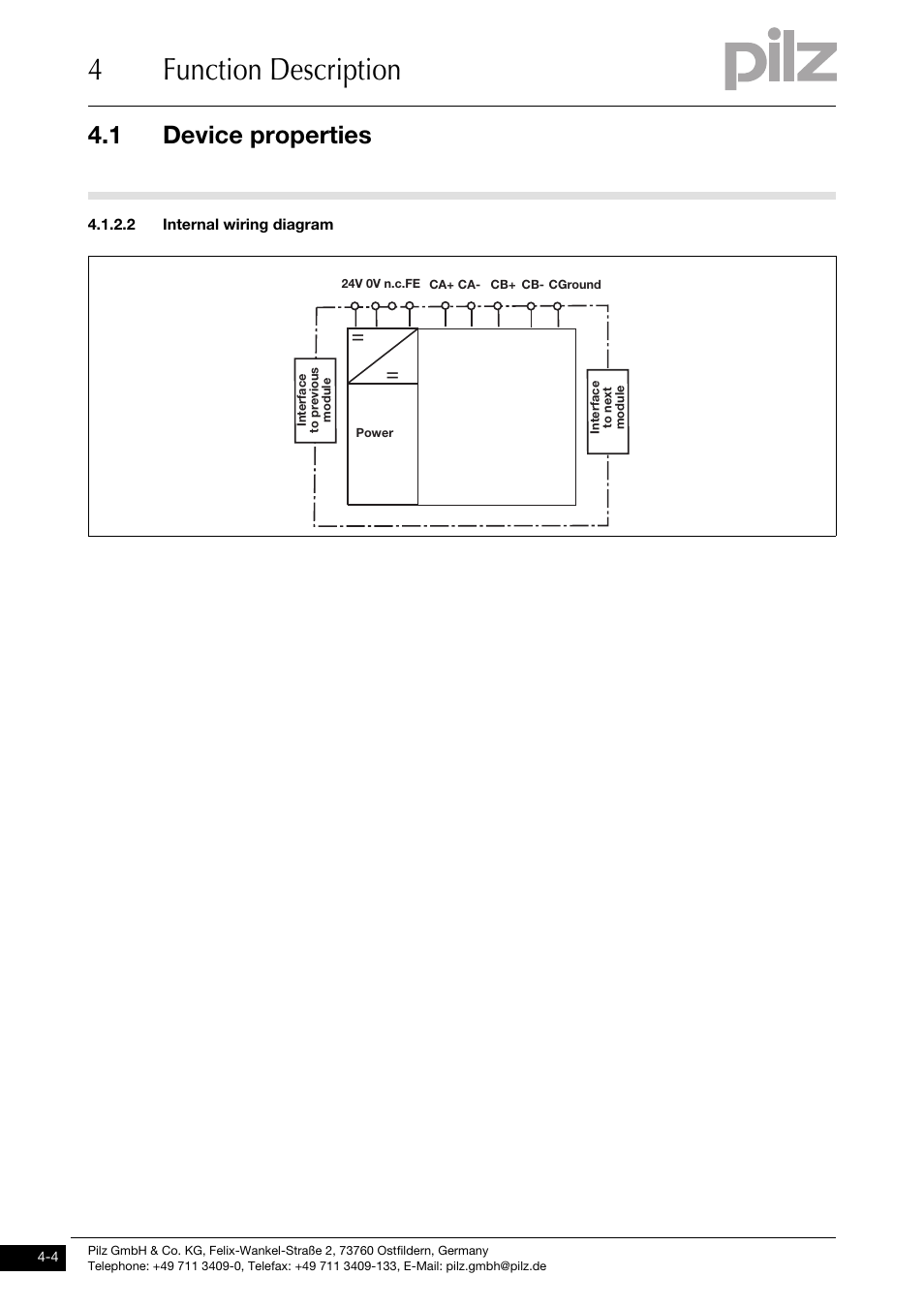 2 internal wiring diagram, 4function description, 1 device properties | Pilz PNOZ mml1p User Manual | Page 18 / 34
