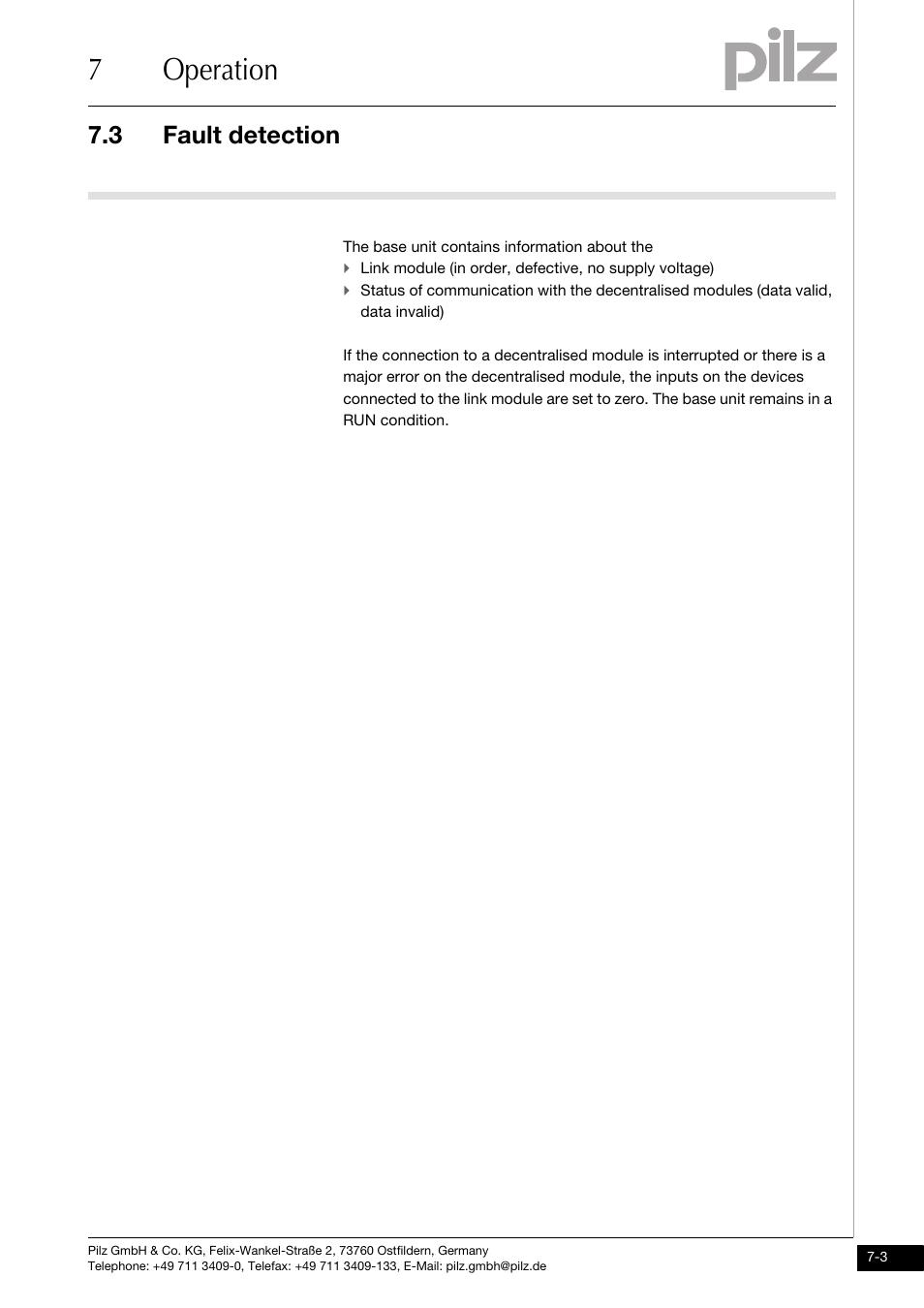 Fault detection, 7operation, 3 fault detection | Pilz PNOZ mml2p User Manual | Page 27 / 33