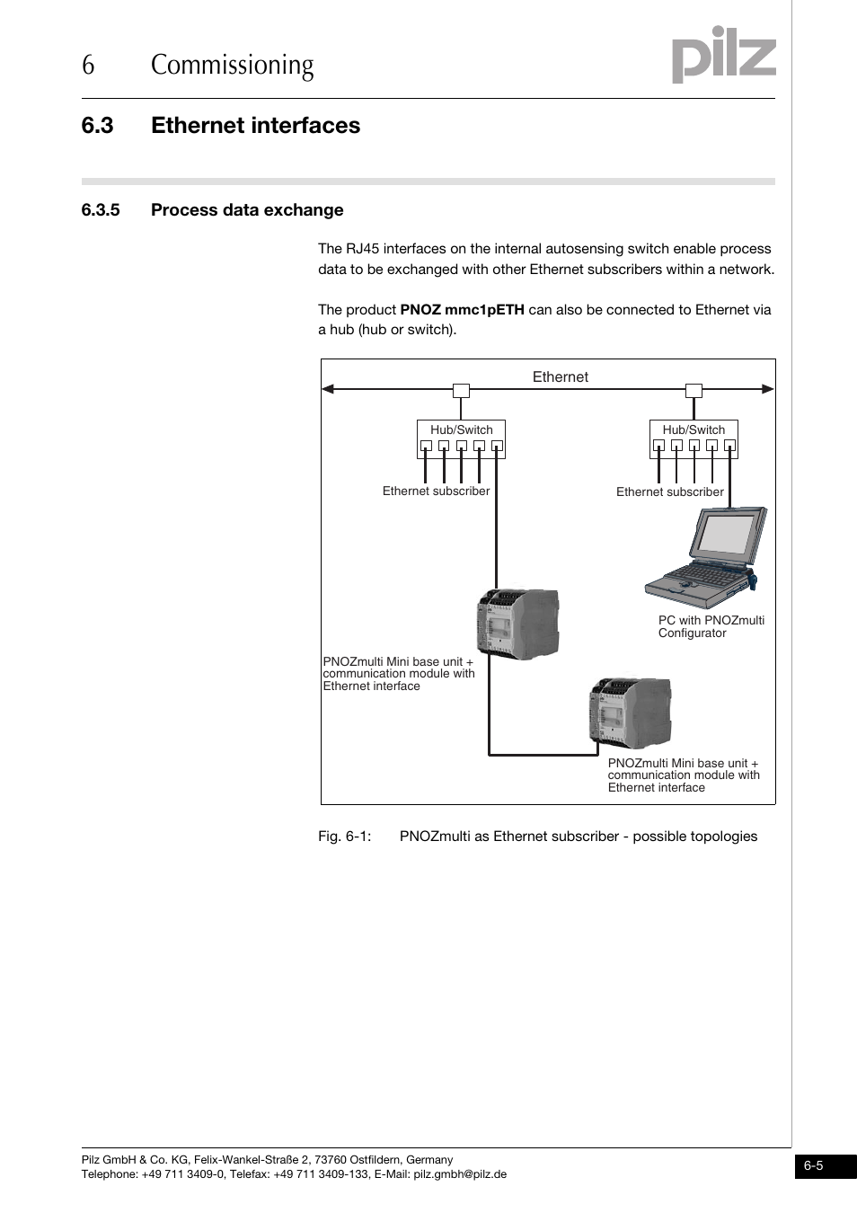 5 process data exchange, 6commissioning, 3 ethernet interfaces | Pilz PNOZ mmc1p ETH User Manual | Page 23 / 31