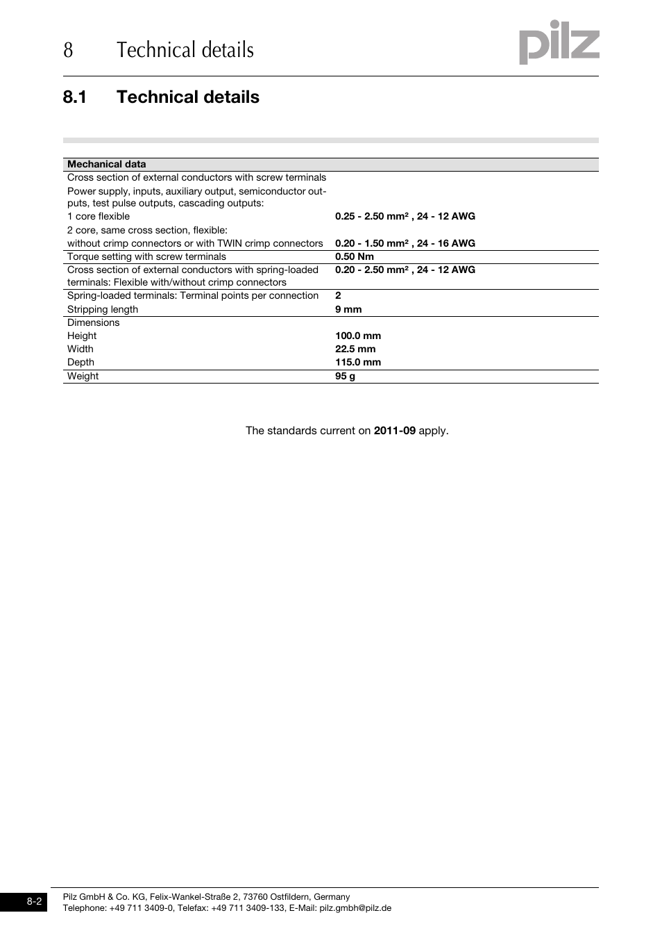 8technical details, 1 technical details | Pilz PNOZ mmc6p CAN User Manual | Page 26 / 29