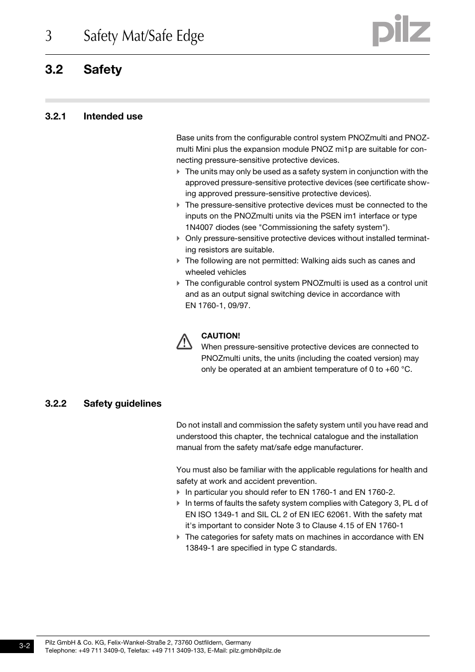 Safety, 1 intended use, 2 safety guidelines | 3safety mat/safe edge, 2 safety | Pilz PNOZ m1p base unit User Manual | Page 29 / 72