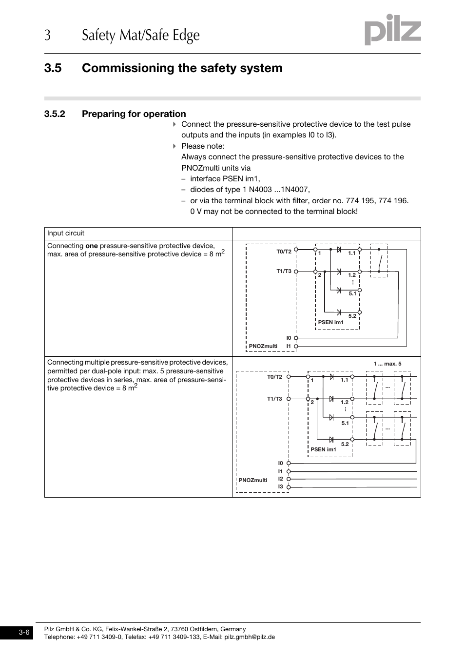 2 preparing for operation, 3safety mat/safe edge, 5 commissioning the safety system | Pilz PNOZ m1p base unit User Manual | Page 33 / 72