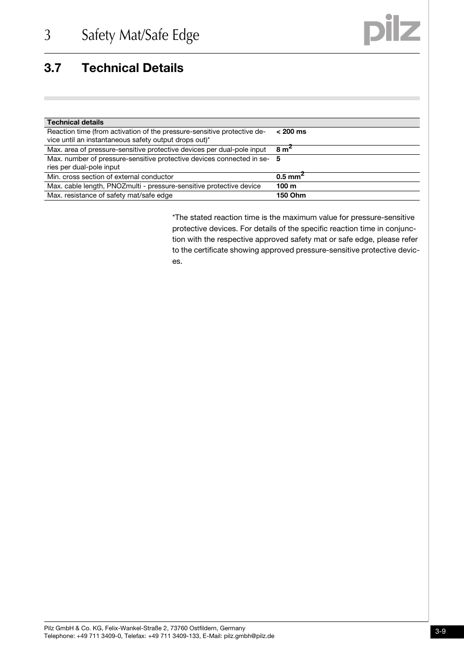 Technical details, 3safety mat/safe edge, 7 technical details | Pilz PNOZ m1p base unit User Manual | Page 36 / 72