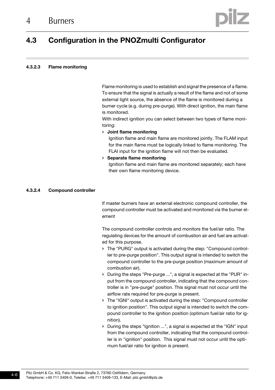 3 flame monitoring, 4 compound controller, 4burners | 3 configuration in the pnozmulti configurator | Pilz PNOZ m1p base unit User Manual | Page 43 / 72