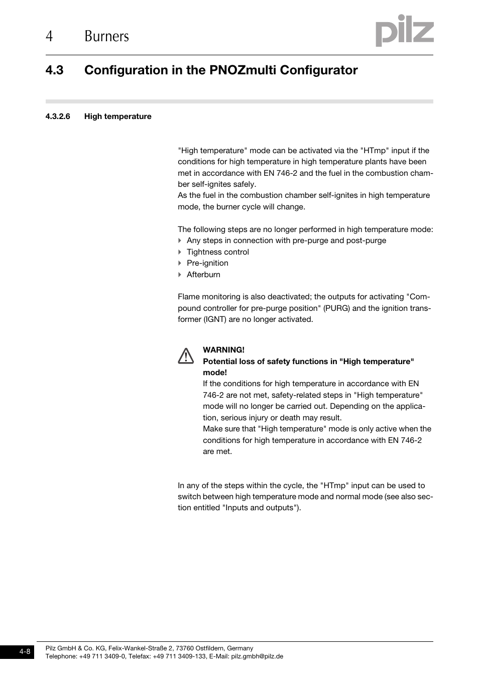 6 high temperature, 4burners, 3 configuration in the pnozmulti configurator | Pilz PNOZ m1p base unit User Manual | Page 45 / 72