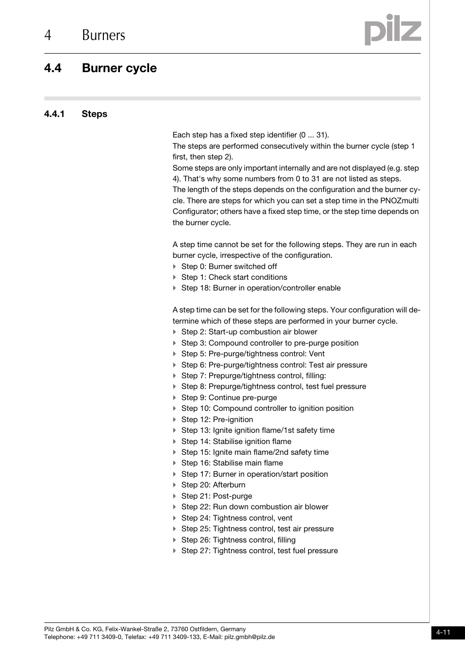 Burner cycle, 1 steps, 4burners | 4 burner cycle | Pilz PNOZ m1p base unit User Manual | Page 48 / 72