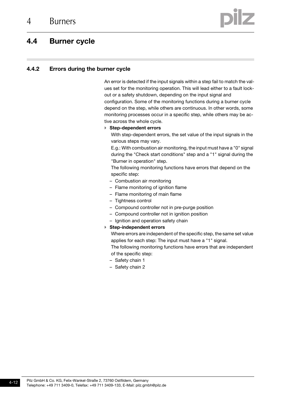 2 errors during the burner cycle, 4burners, 4 burner cycle | Pilz PNOZ m1p base unit User Manual | Page 49 / 72