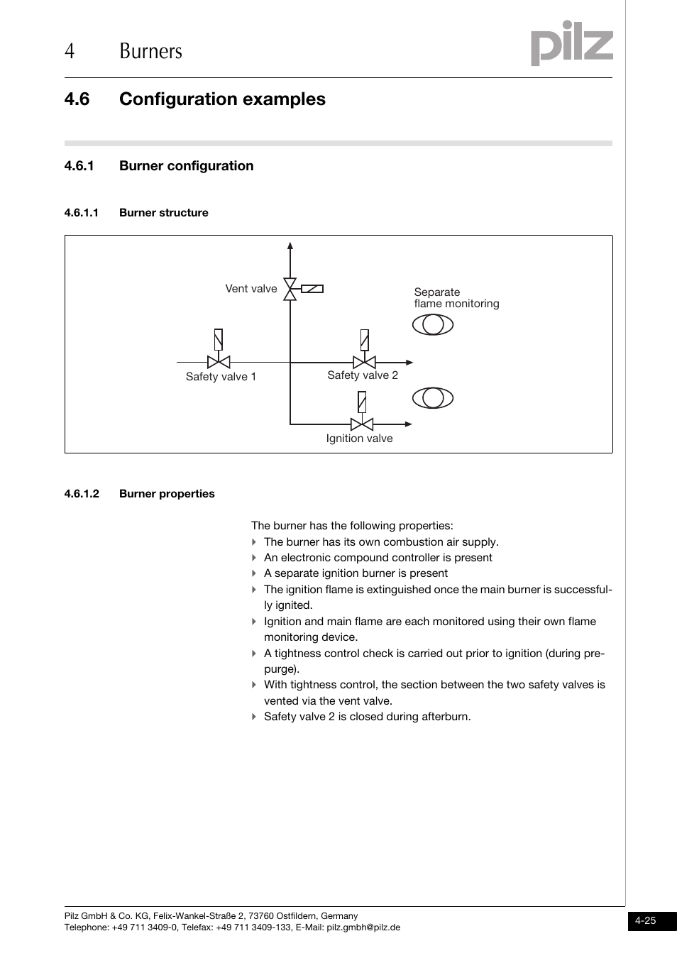 Configuration examples, 1 burner configuration, 1 burner structure | 2 burner properties, 4burners, 6 configuration examples | Pilz PNOZ m1p base unit User Manual | Page 62 / 72