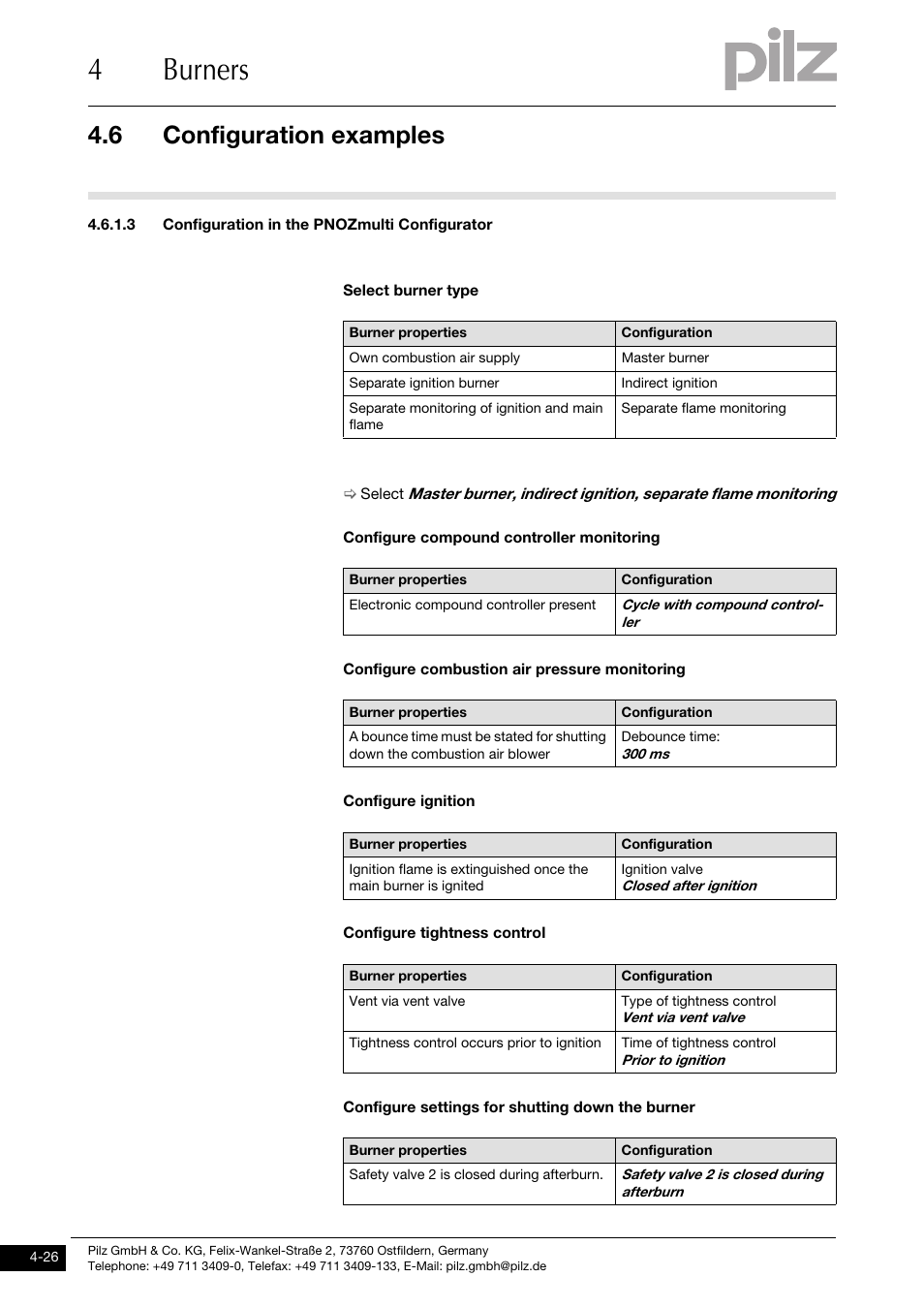 3 configuration in the pnozmulti configurator, 4burners, 6 configuration examples | Pilz PNOZ m1p base unit User Manual | Page 63 / 72