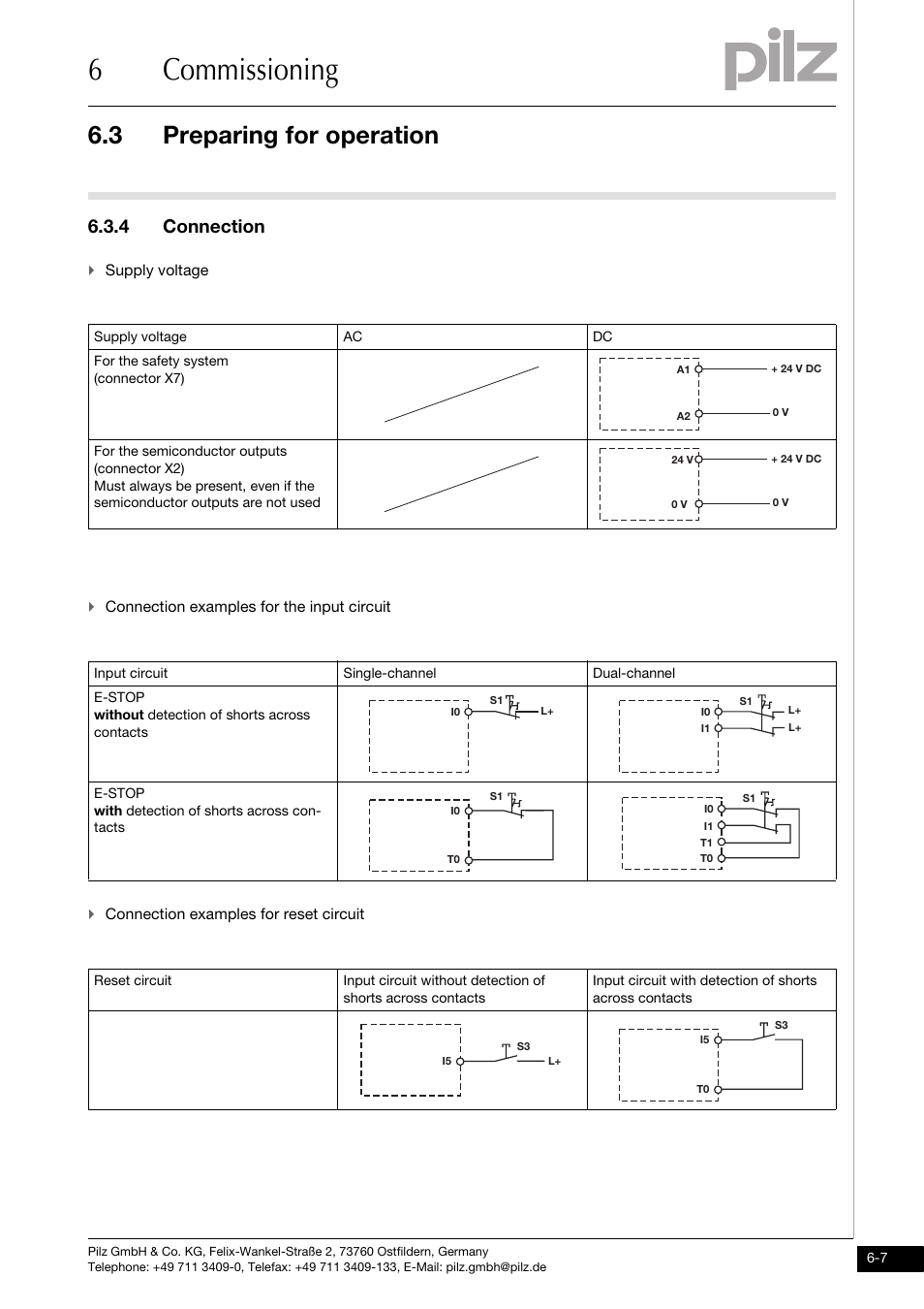 Connection, 6commissioning, 3 preparing for operation | 4 connection | Pilz PNOZ m0p base unit not expandable User Manual | Page 31 / 47