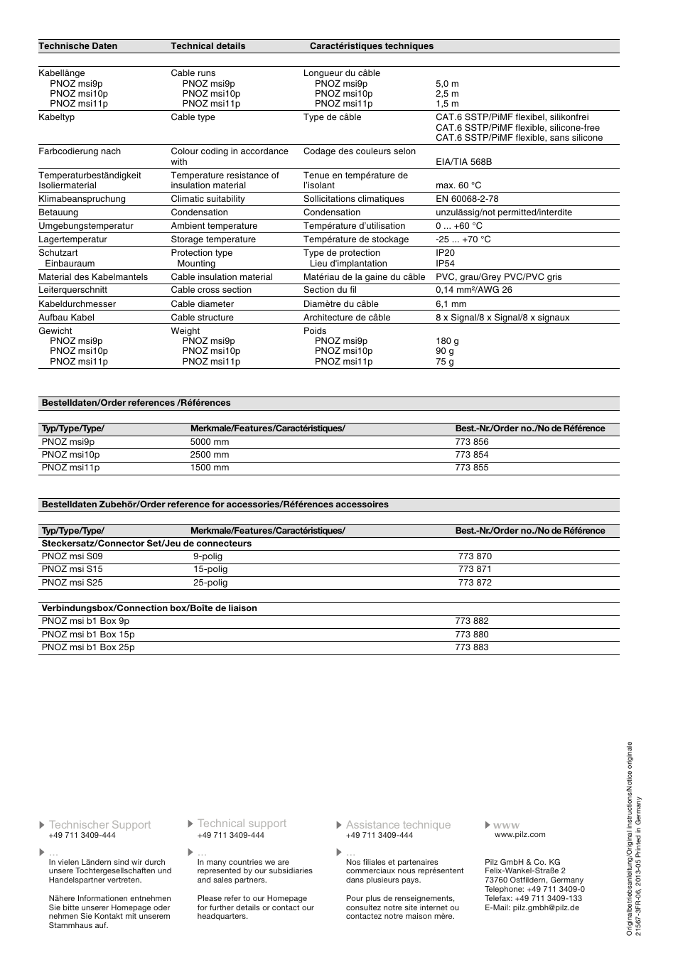 Pilz PNOZ msi10p Adapter Cable 2,5m User Manual | Page 2 / 2