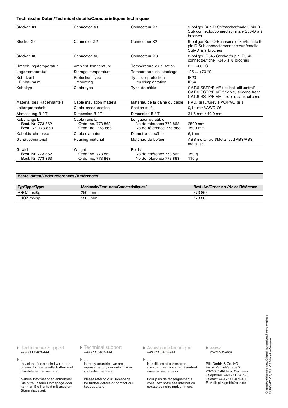 Pilz PNOZ msi8p Adapter Lenze 9/9 2,5m User Manual | Page 2 / 2