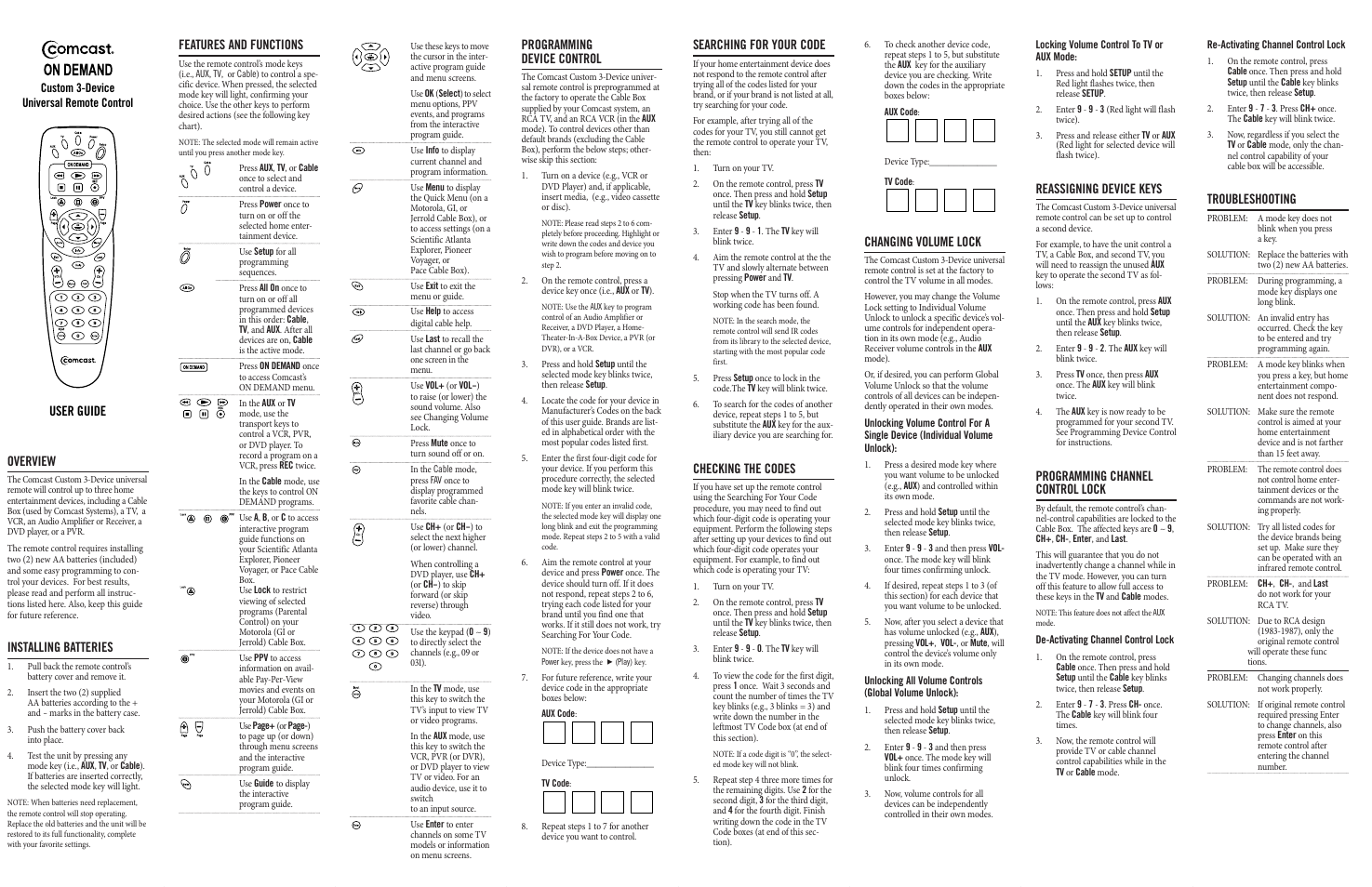 Comcast Mnl M1057 User Manual | 2 pages