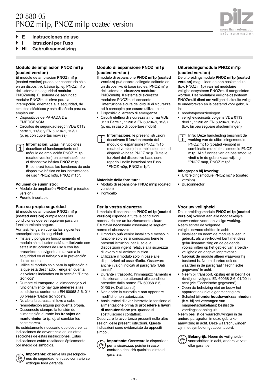 Pilz PNOZ mi1p 8 input User Manual | Page 8 / 16