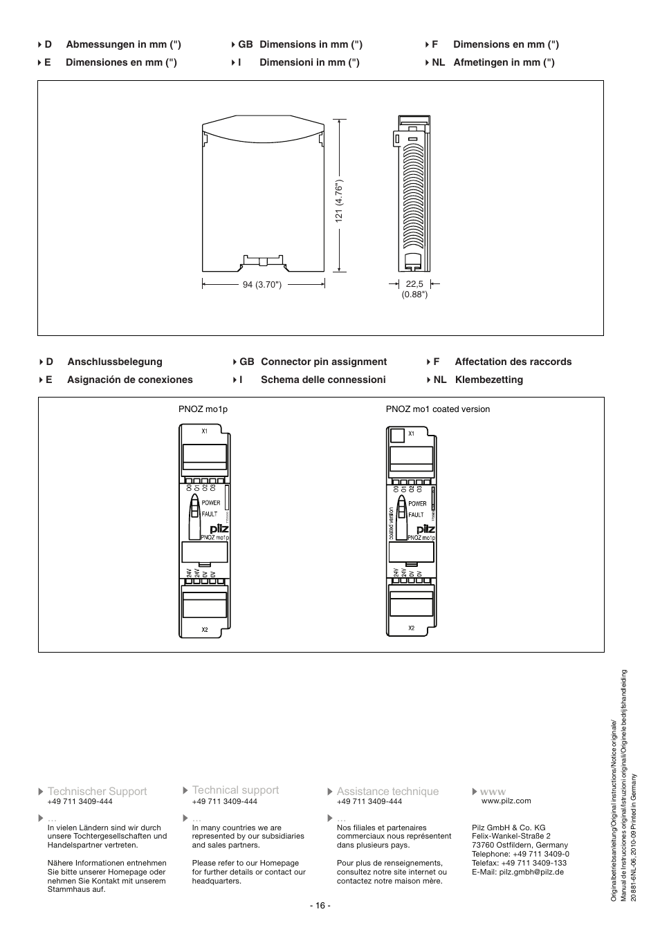 Pilz PNOZ mo1p 4 so User Manual | Page 16 / 16