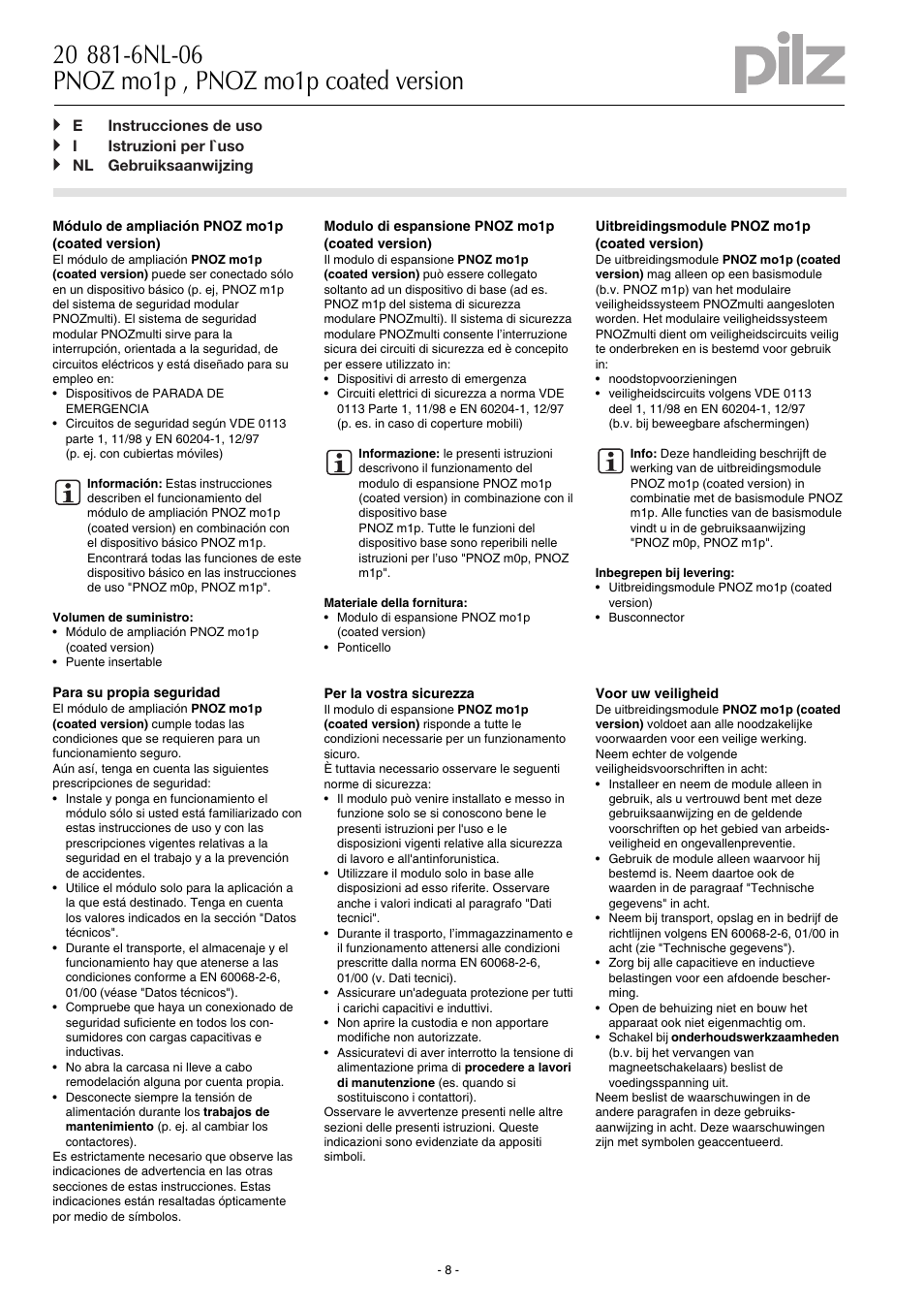 Pilz PNOZ mo1p 4 so User Manual | Page 8 / 16