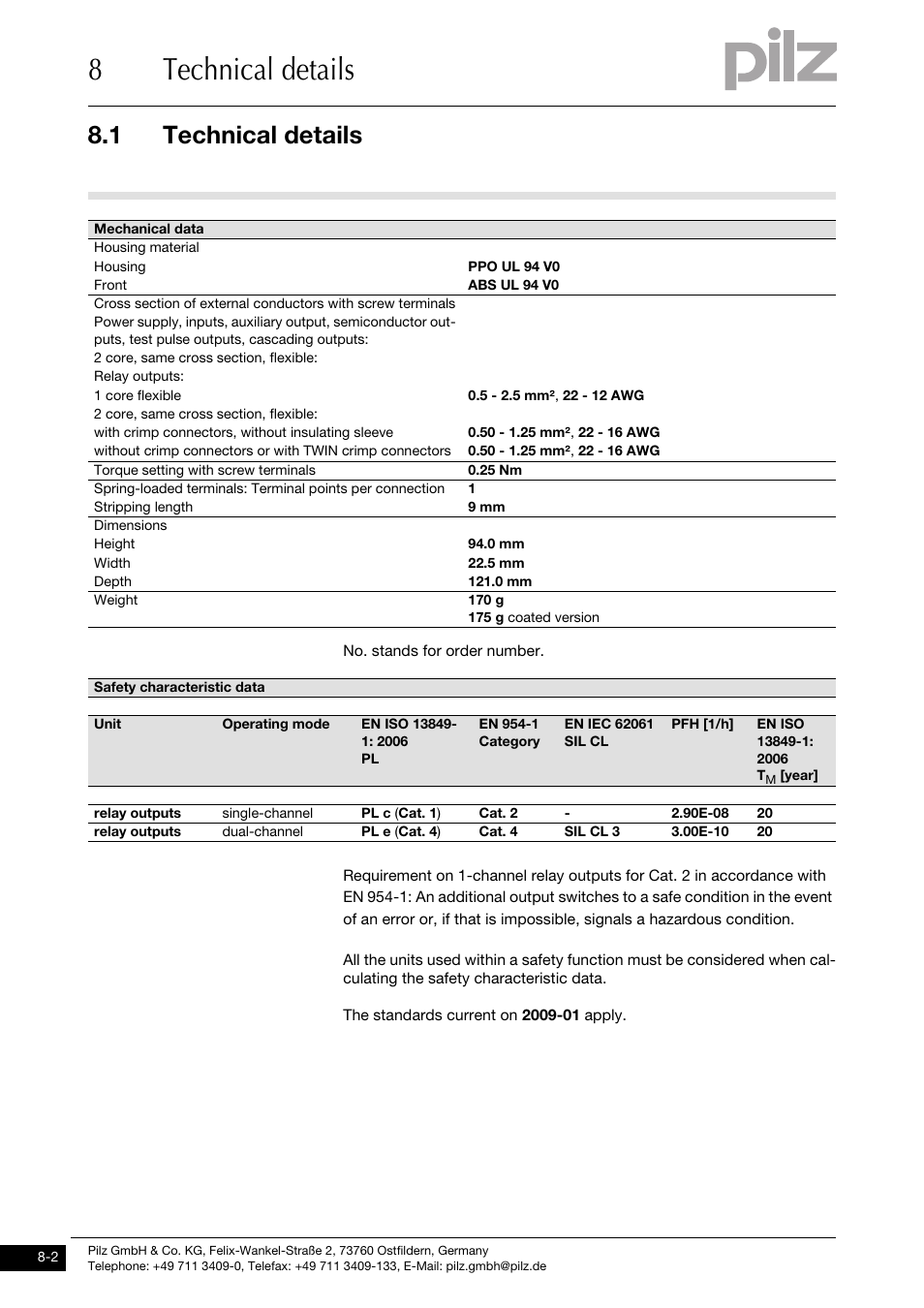 8technical details, 1 technical details | Pilz PNOZ mo2p 2n/o User Manual | Page 26 / 31