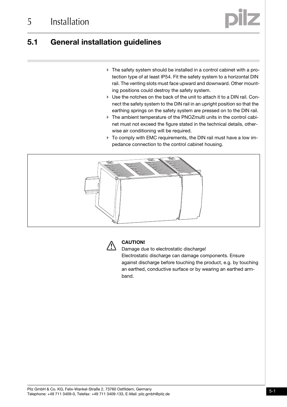 Installation, General installation guidelines, 5installation | 1 general installation guidelines | Pilz PNOZ mo5p 4 n/o burner User Manual | Page 17 / 33