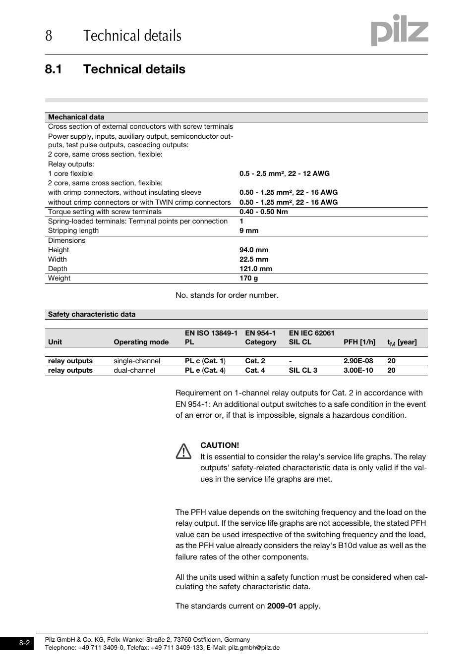 8technical details, 1 technical details | Pilz PNOZ mo5p 4 n/o burner User Manual | Page 28 / 33