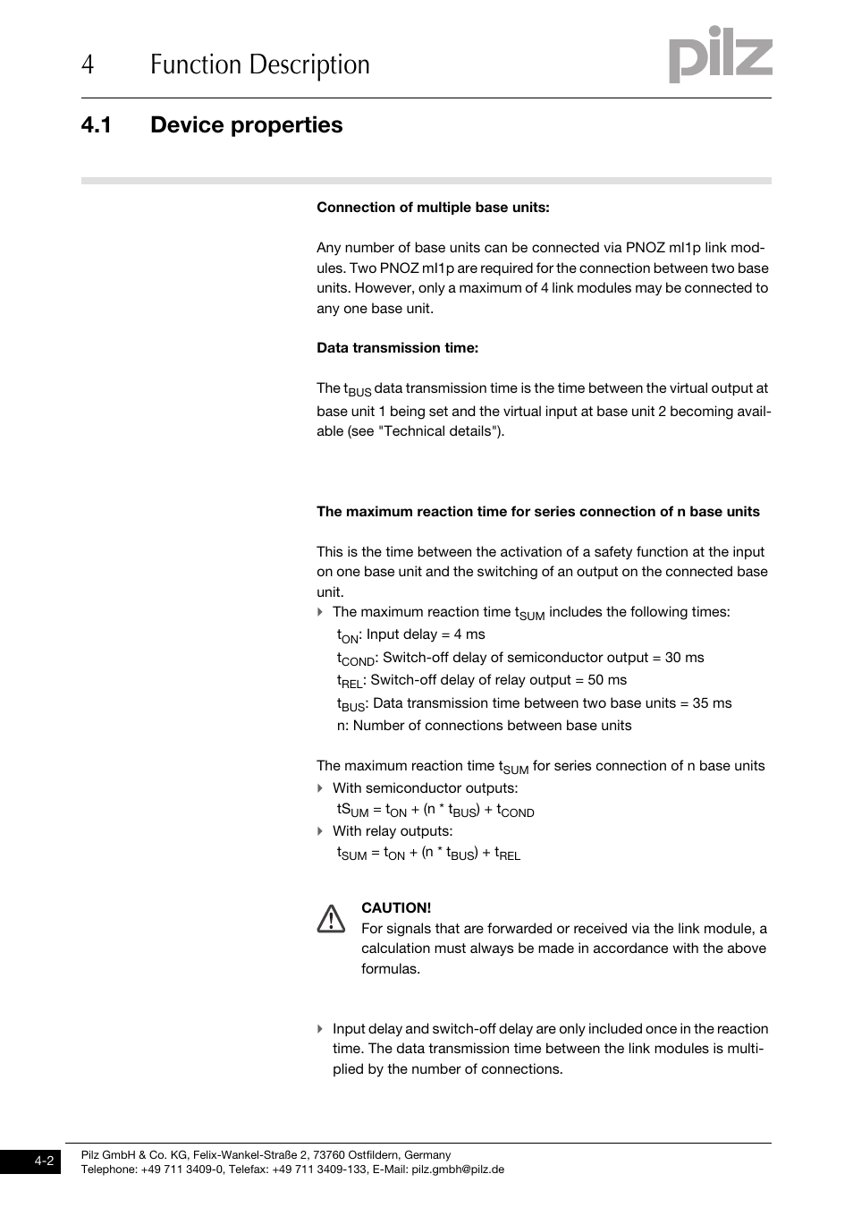 4function description, 1 device properties | Pilz PNOZ ml1p safe link 24VDC User Manual | Page 16 / 35