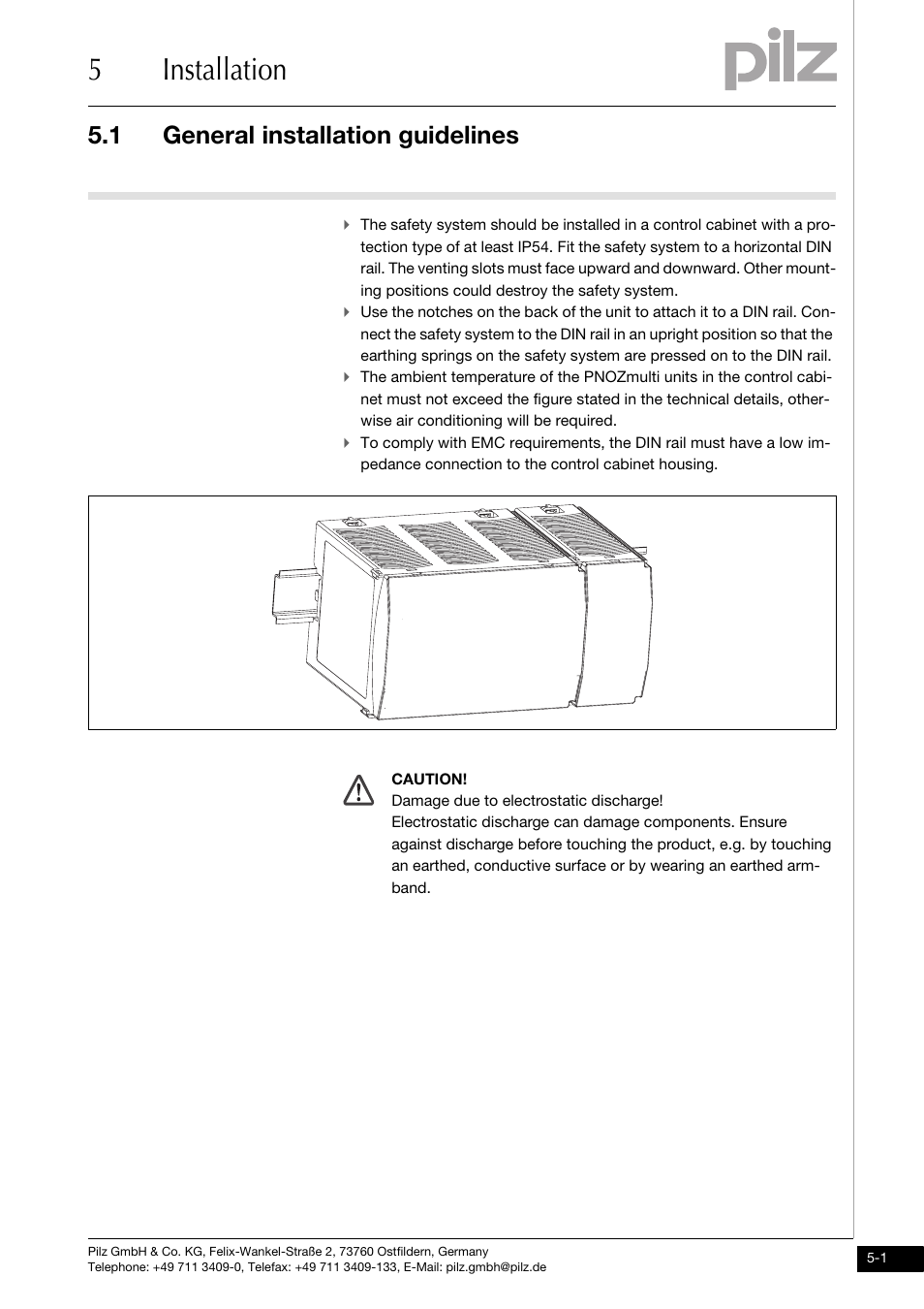 Installation, General installation guidelines, 5installation | 1 general installation guidelines | Pilz PNOZ ml1p safe link 24VDC User Manual | Page 19 / 35