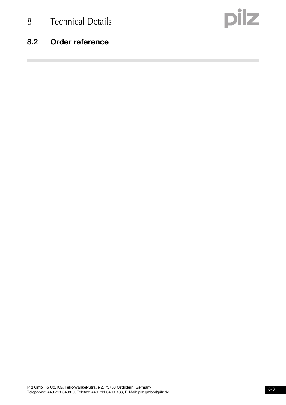 Order reference, 8technical details, 2 order reference | Pilz PNOZ ml1p safe link 24VDC User Manual | Page 33 / 35