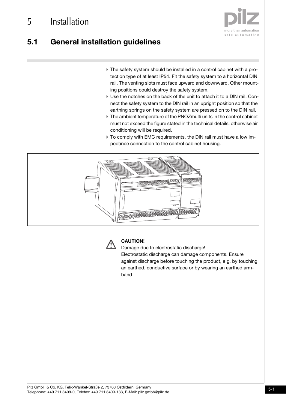 Installation, General installation guidelines, 5installation | 1 general installation guidelines | Pilz PNOZ ms1p standstill / speed monitor User Manual | Page 21 / 43