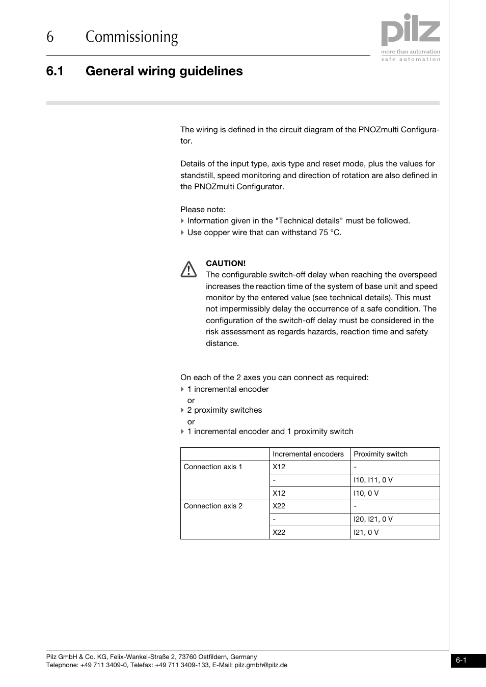 Commissioning, General wiring guidelines, 6commissioning | 1 general wiring guidelines | Pilz PNOZ ms1p standstill / speed monitor User Manual | Page 25 / 43