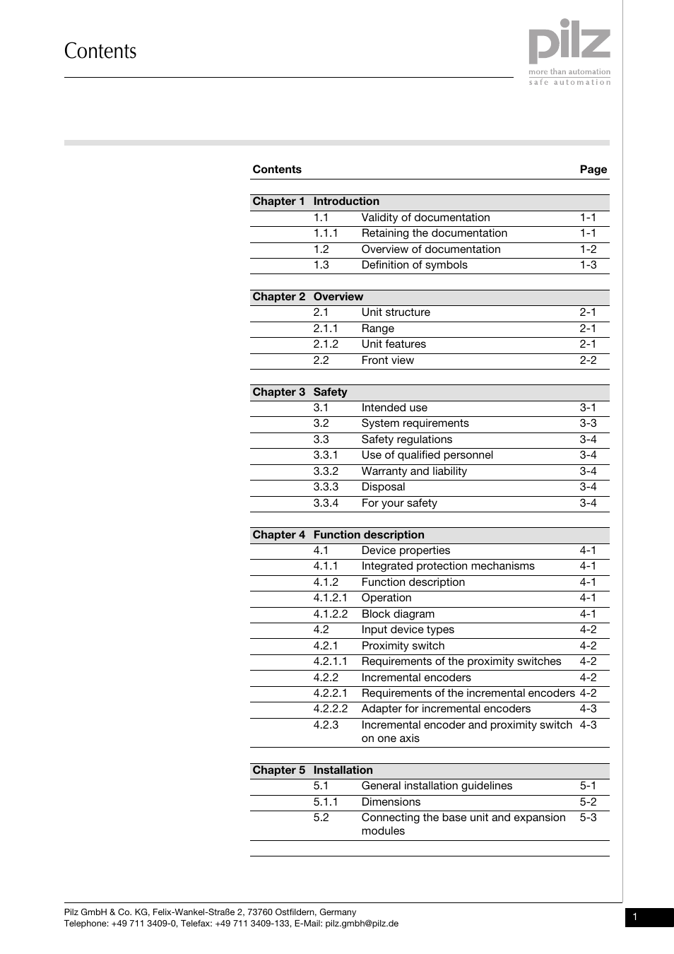 Pilz PNOZ ms1p standstill / speed monitor User Manual | Page 3 / 43