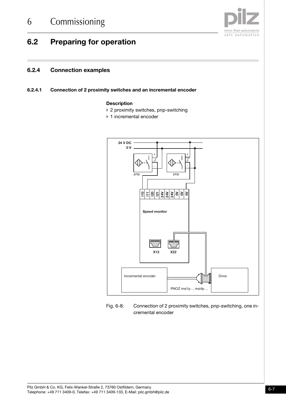 4 connection examples, 6commissioning, 2 preparing for operation | Pilz PNOZ ms1p standstill / speed monitor User Manual | Page 31 / 43