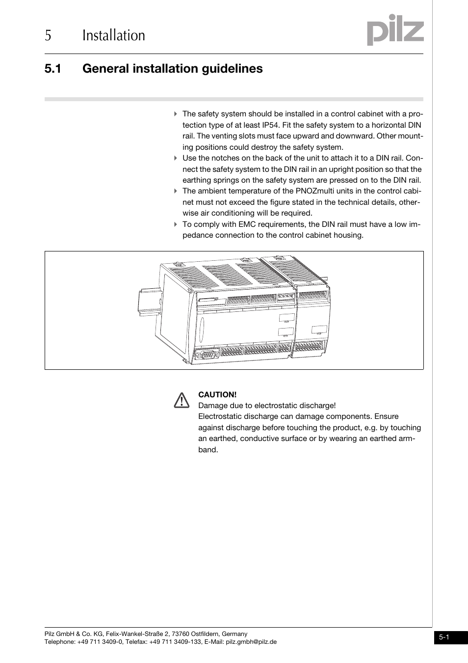 Installation, General installation guidelines, 5installation | 1 general installation guidelines | Pilz PNOZ ma1p 2 Analog Input User Manual | Page 19 / 29