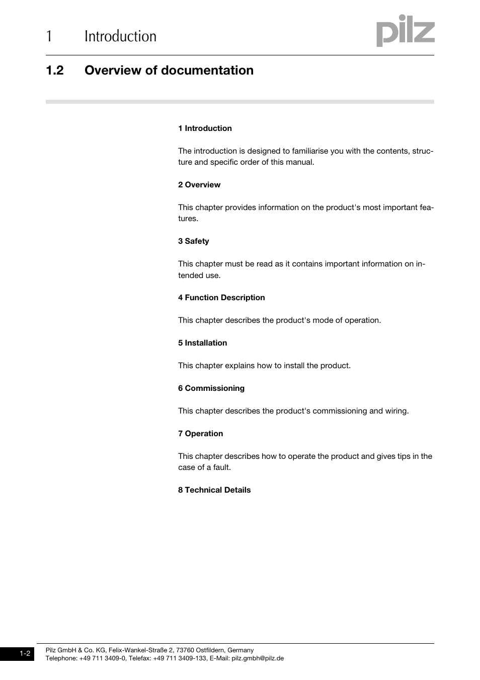 Overview of documentation, 1introduction, 2 overview of documentation | Pilz PNOZ ma1p 2 Analog Input User Manual | Page 6 / 29