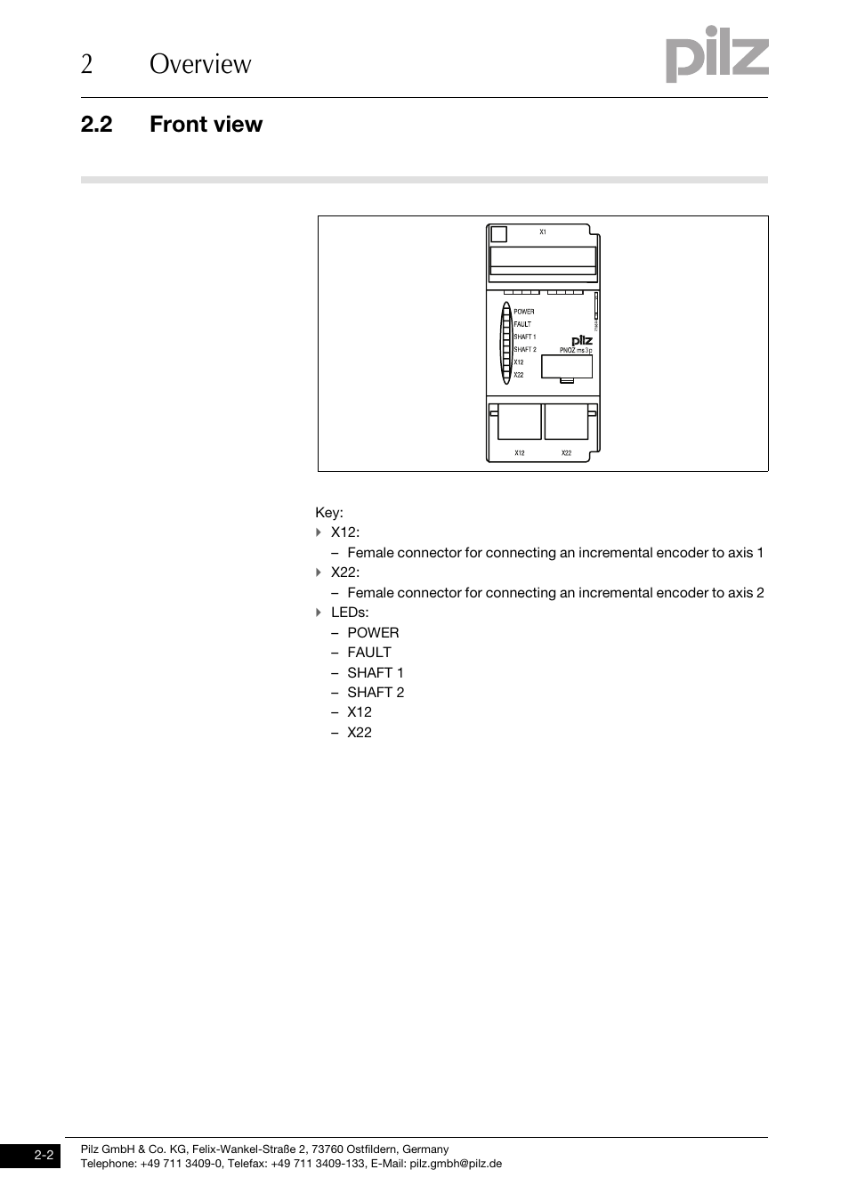 Front view, 2overview, 2 front view | Pilz PNOZ ms3p standstill / speed monitor User Manual | Page 10 / 35