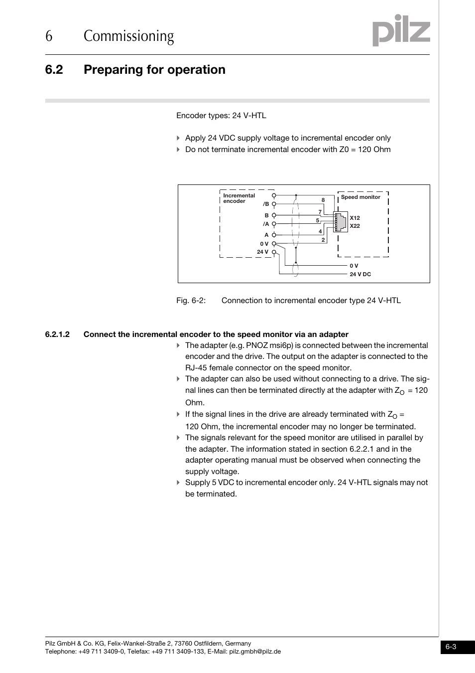 6commissioning, 2 preparing for operation | Pilz PNOZ ms3p standstill / speed monitor User Manual | Page 23 / 35