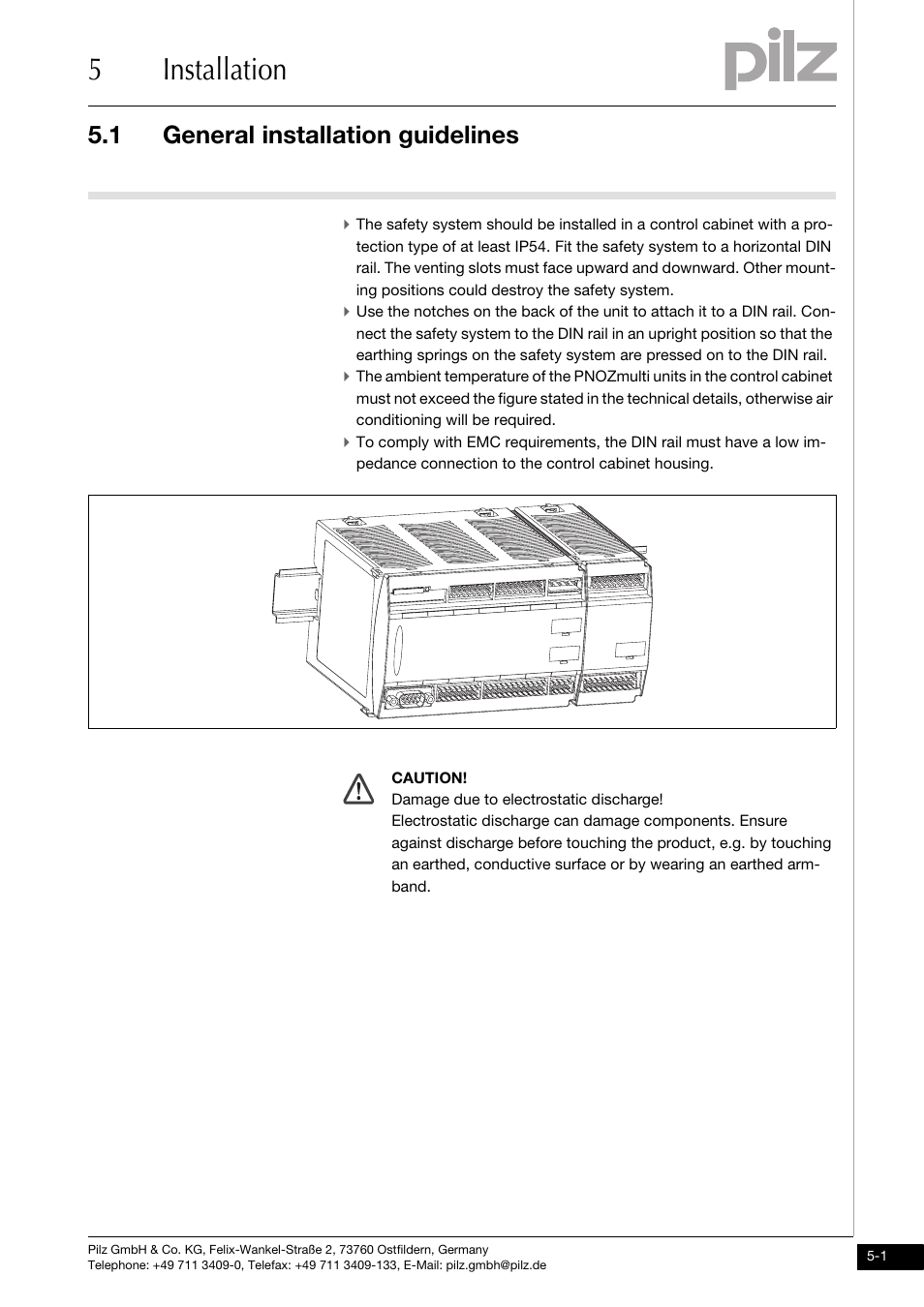 Installation, General installation guidelines, 5installation | 1 general installation guidelines | Pilz PNOZ ms4p speedcontrol User Manual | Page 17 / 33