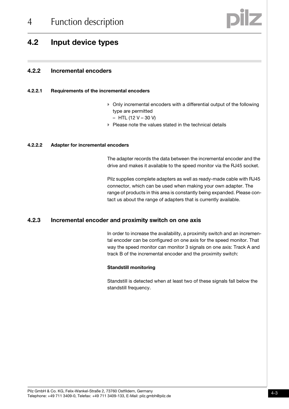Incremental encoders, Requirements of the incremental encoders, Adapter for incremental encoders | 4function description, 2 input device types, 2 incremental encoders | Pilz PNOZms2p HTL User Manual | Page 17 / 43