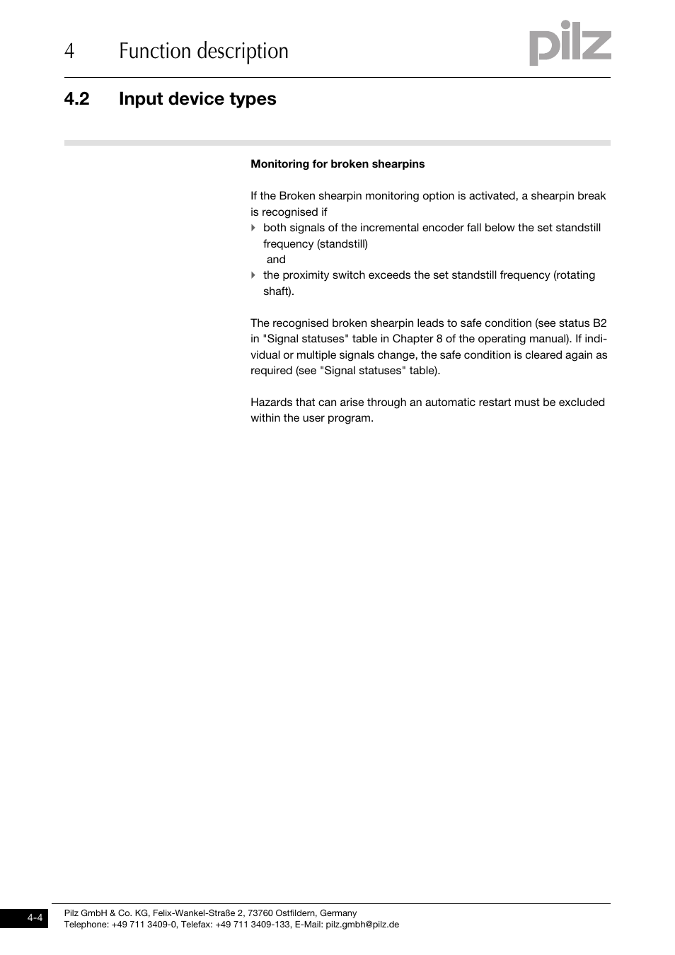 4function description, 2 input device types | Pilz PNOZms2p HTL User Manual | Page 18 / 43