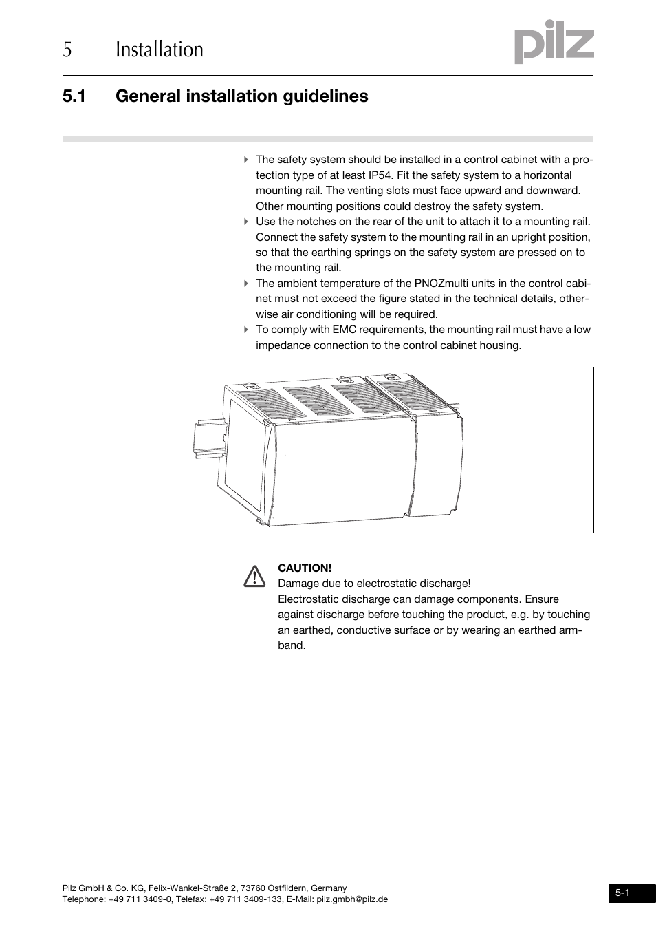 Installation, General installation guidelines, 5installation | 1 general installation guidelines | Pilz PNOZms2p HTL User Manual | Page 19 / 43