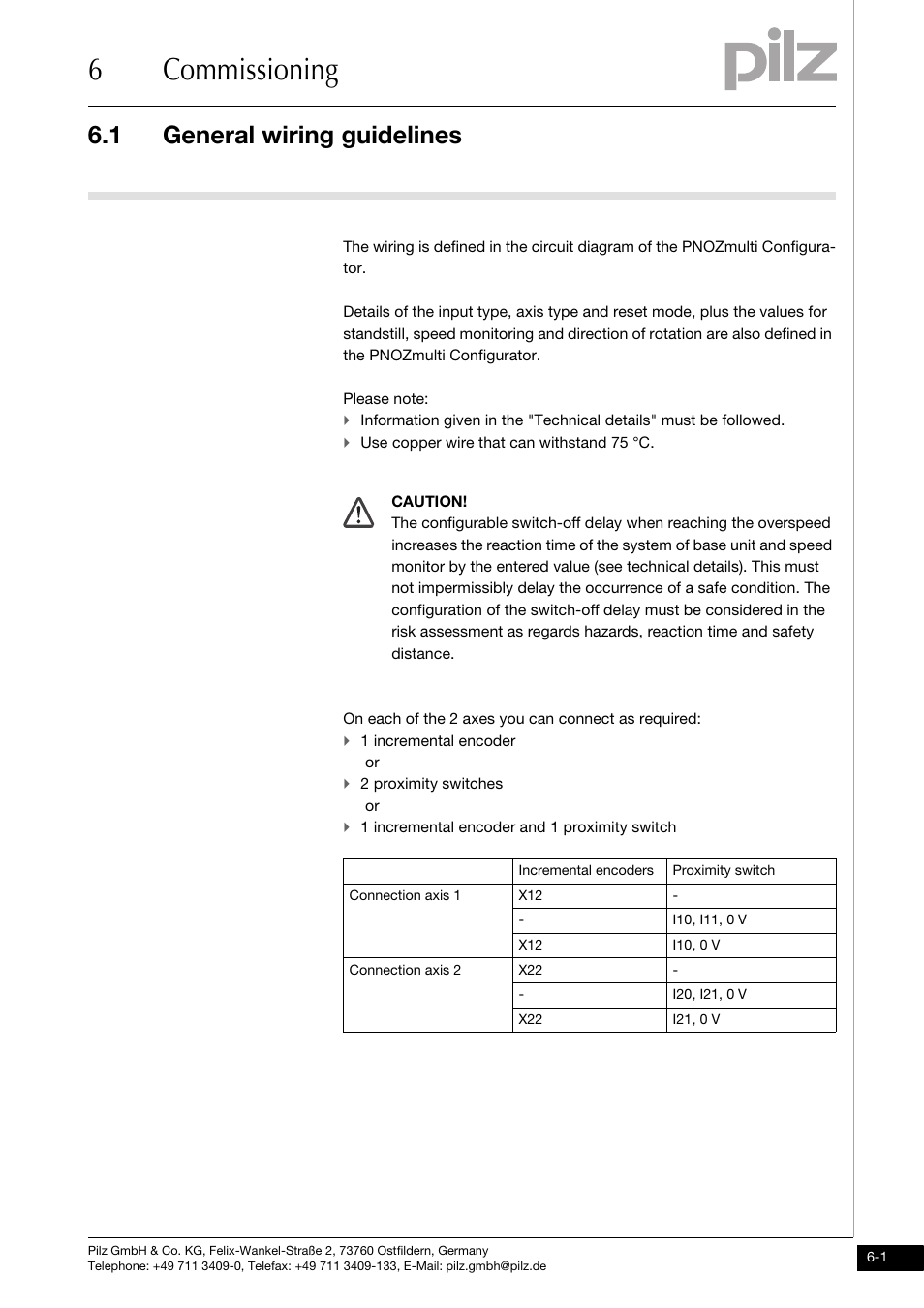 Commissioning, General wiring guidelines, 6commissioning | 1 general wiring guidelines | Pilz PNOZms2p HTL User Manual | Page 23 / 43
