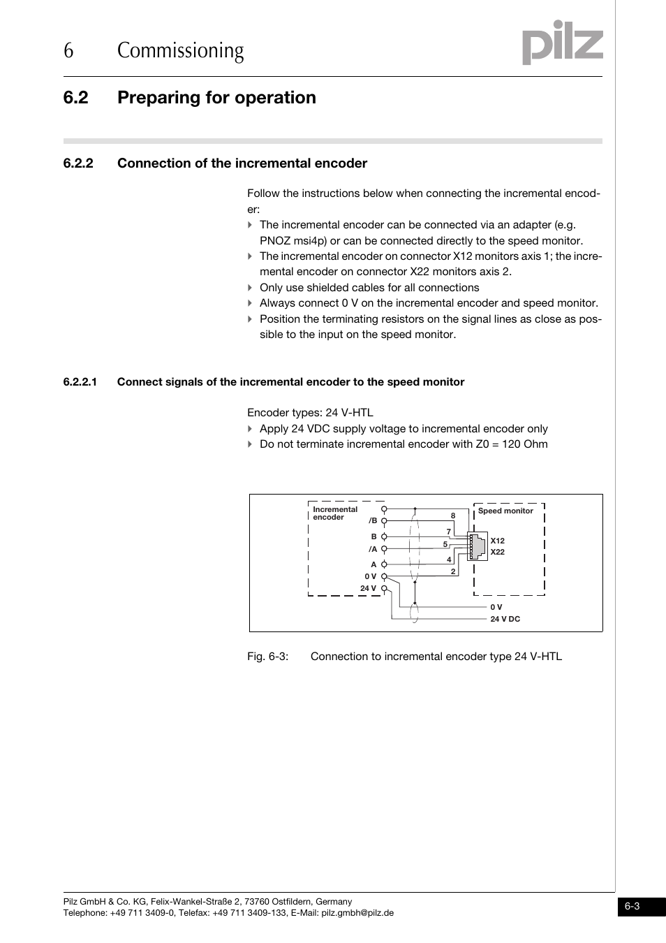 Connection of the incremental encoder, 6commissioning, 2 preparing for operation | 2 connection of the incremental encoder | Pilz PNOZms2p HTL User Manual | Page 25 / 43