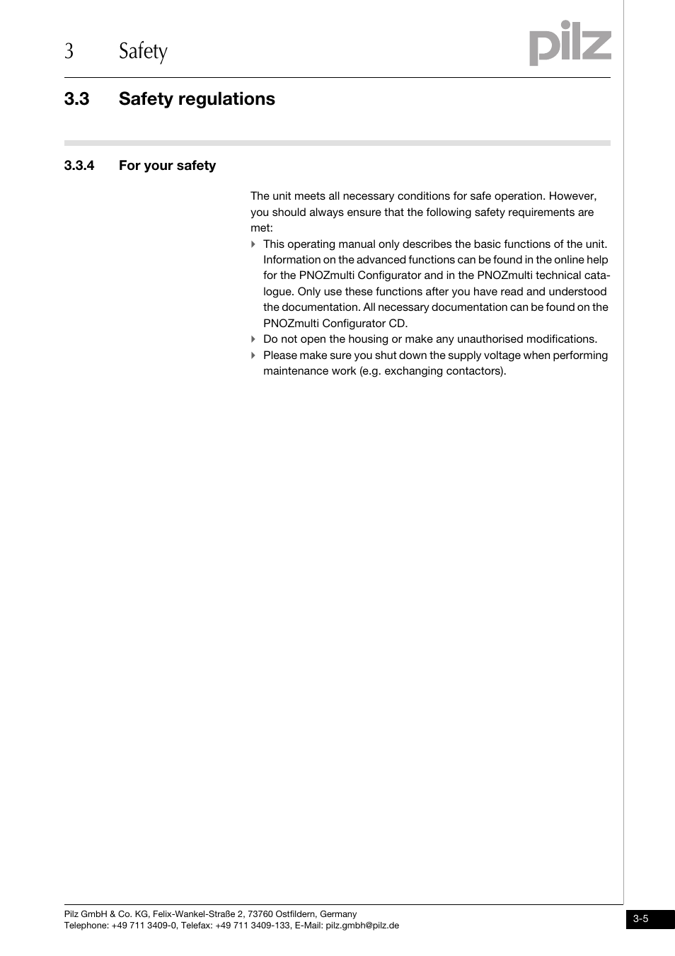 4 for your safety, 3safety, 3 safety regulations | Pilz PNOZ ms2p TTL coated version User Manual | Page 15 / 45