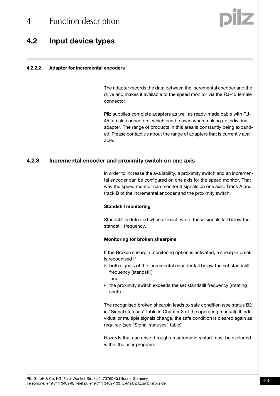 2 adapter for incremental encoders, 4function description, 2 input device types | Pilz PNOZ ms2p TTL coated version User Manual | Page 19 / 45